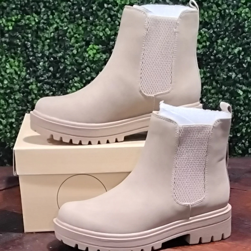 Soda Pilot ~ Women Lug Sole Low Heel Chelsea Fashion Ankle Bootie